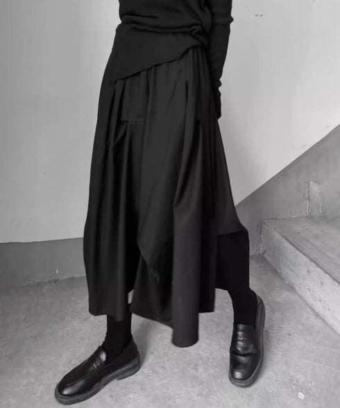 Layered Draped Midi Skirt