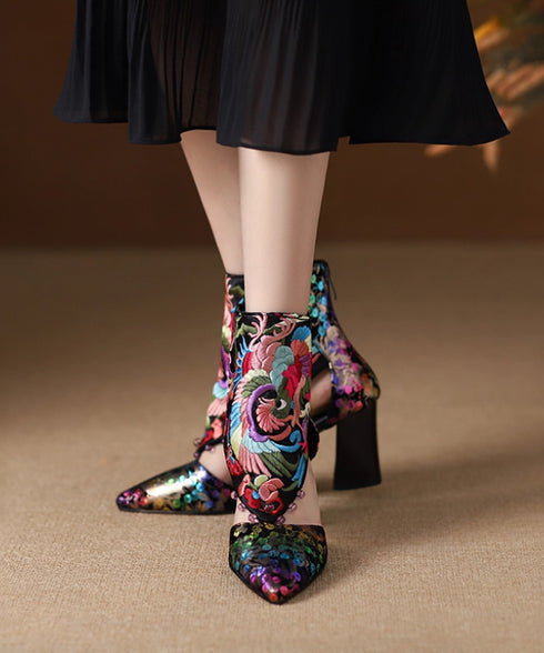 Ornate Sequin Tapestry Heels