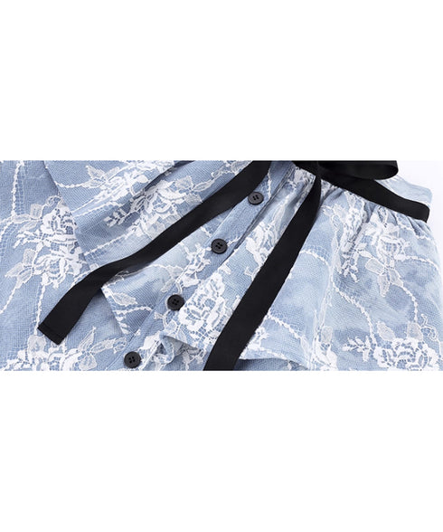 Layered Panel Check Wrap Skirt