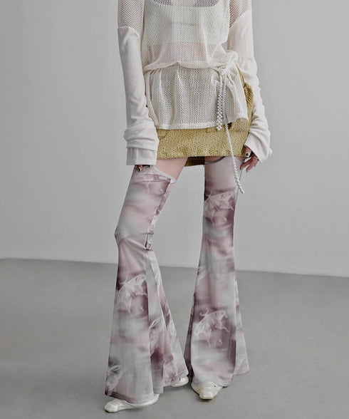 Mesh Suspender Flared Pants