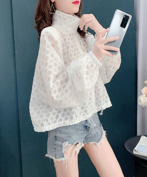 Mesh Bloom Zip Cardigan