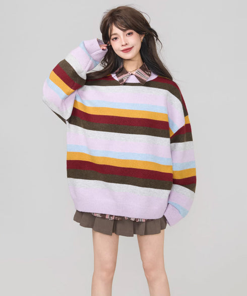 Multi Border Soft Knit Top