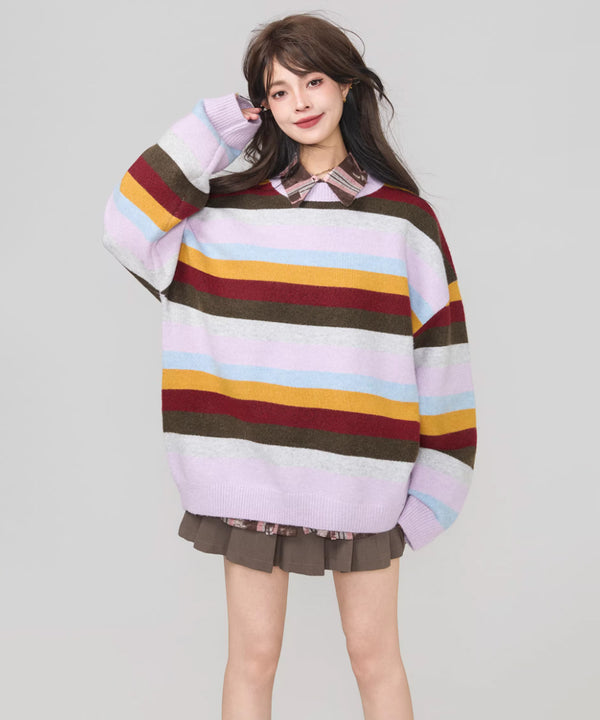 Multi Border Soft Knit Top