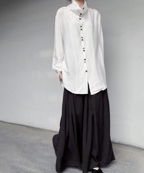 Column Button Long Blouse