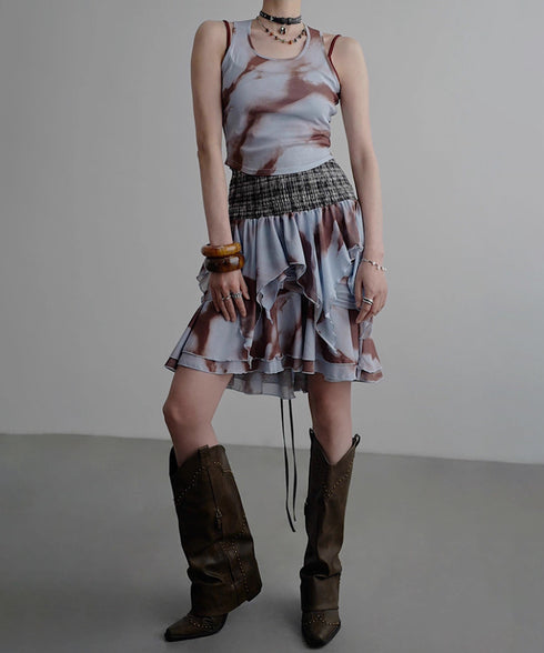 Smocked Draped Hem Halter Top