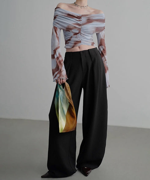 Ruched Off Shoulder Mesh Top