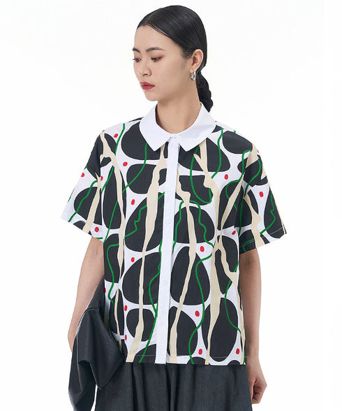 Contrasting Print Blouse