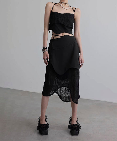 Wave Line Patchwork Skirt