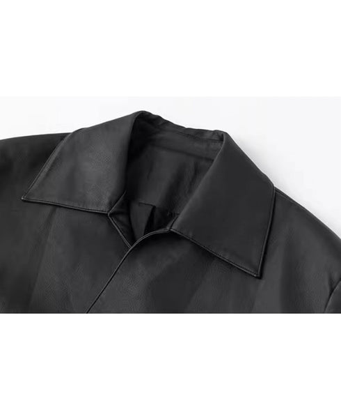 Buttonless Faux Leather Jacket