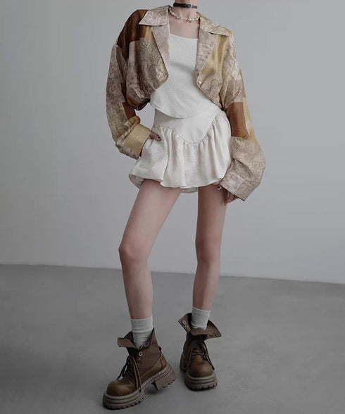 Baroque Patch Cropped Blouse