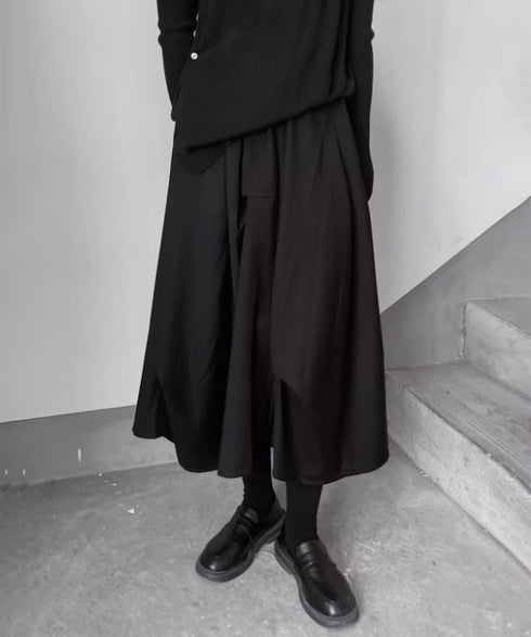 Layered Draped Midi Skirt