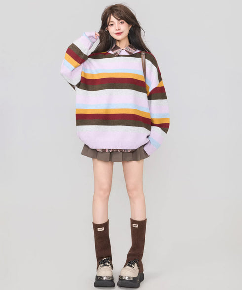 Multi Border Soft Knit Top
