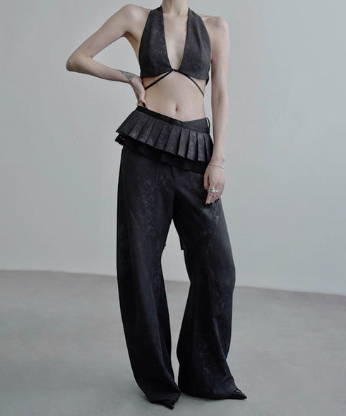 Pleated Belted Waist Piece