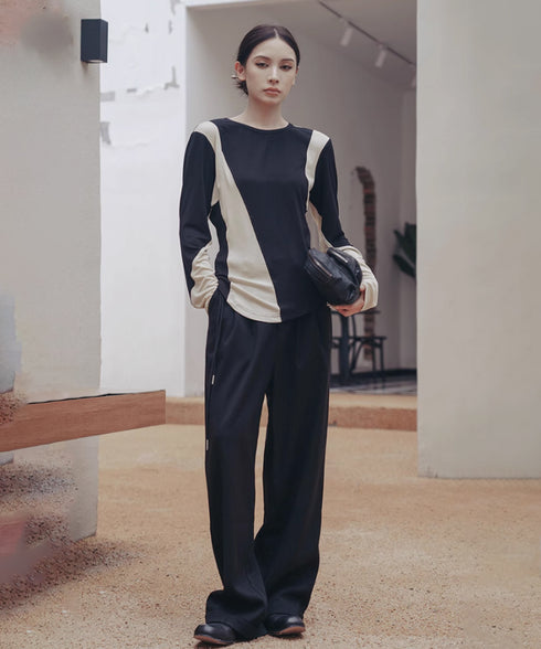 Neutral Color Blocking Top