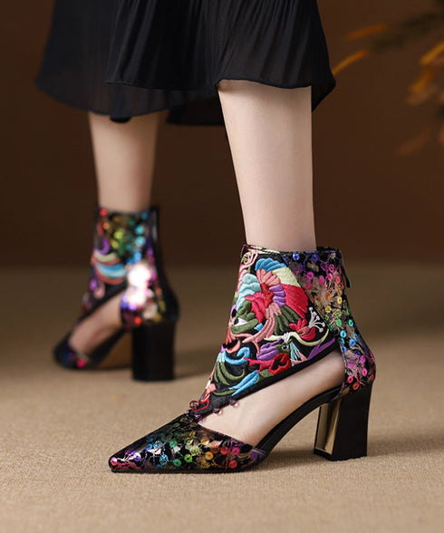 Ornate Sequin Tapestry Heels