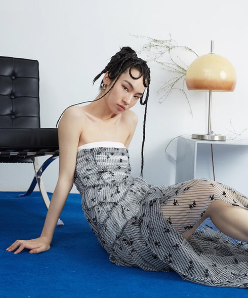 Layered Ruched Strapless Dress