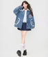 Lace Collar Butterfly Denim Jacket