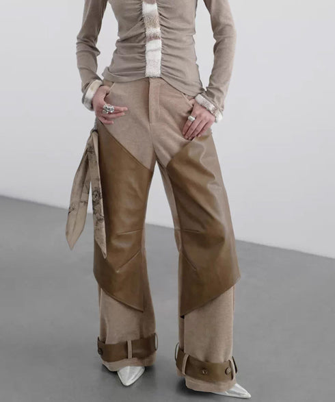 Coated Panel Wide Leg Pants