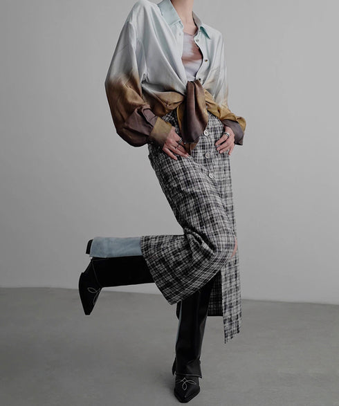 Vintage Check Slit Skirt