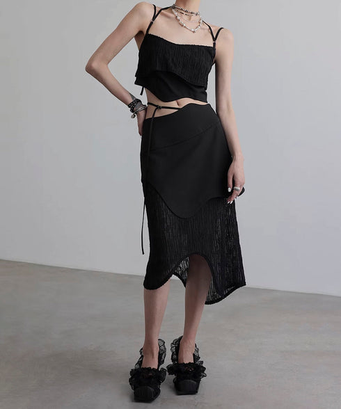 Wave Line Patchwork Skirt