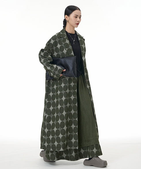 Dot Jacquard Long Coat