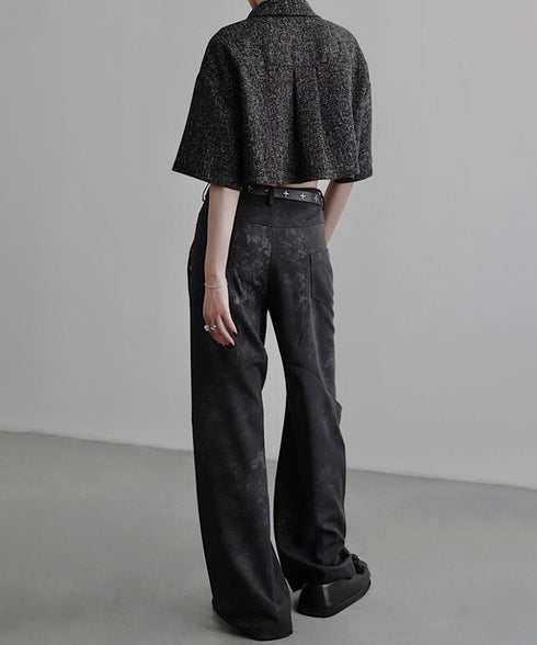 Marbled Wide Cargo Pants