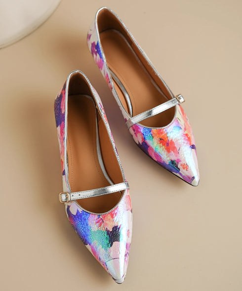 Floral Pointed Buckle Flat