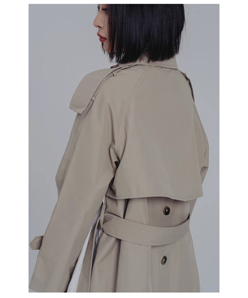 Splicing Pleated Trench Coat