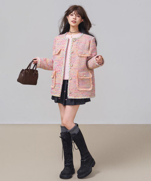 Check Draped Layer Skirt