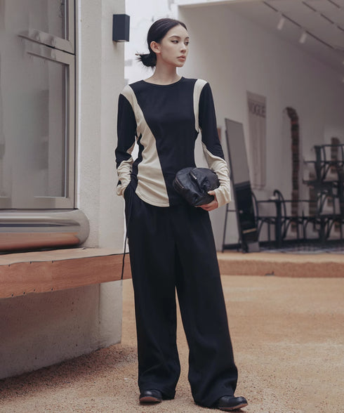 Neutral Color Blocking Top