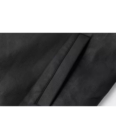 Buttonless Faux Leather Jacket