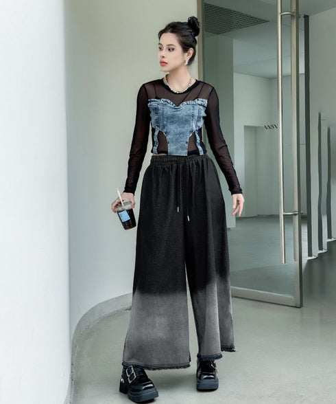 Gradient Contrast Color Denim