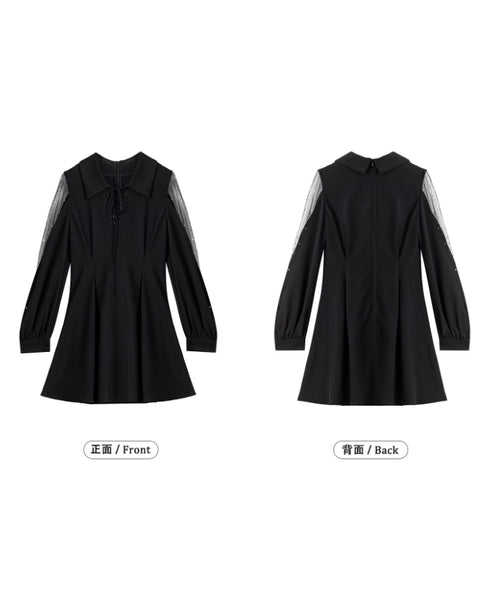 Sheer Sleeve Lace-Up Dress Series