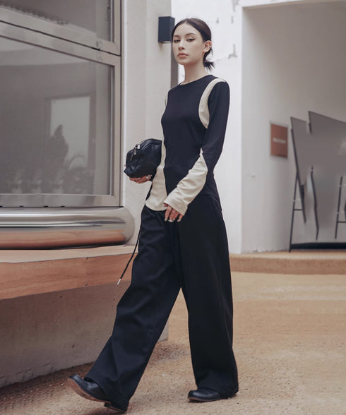 Neutral Color Blocking Top