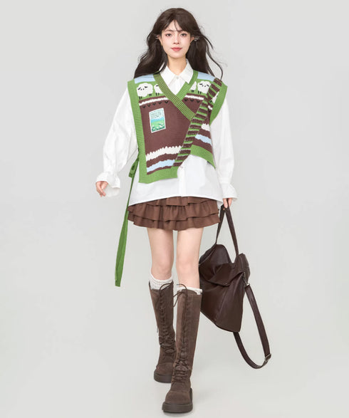 Pastoral Patchwork Knit Vest