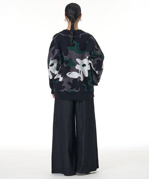 Abstract Pattern Knit Cardigan