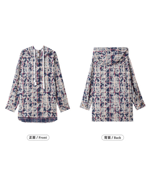 Washed Check Hooded Jacket