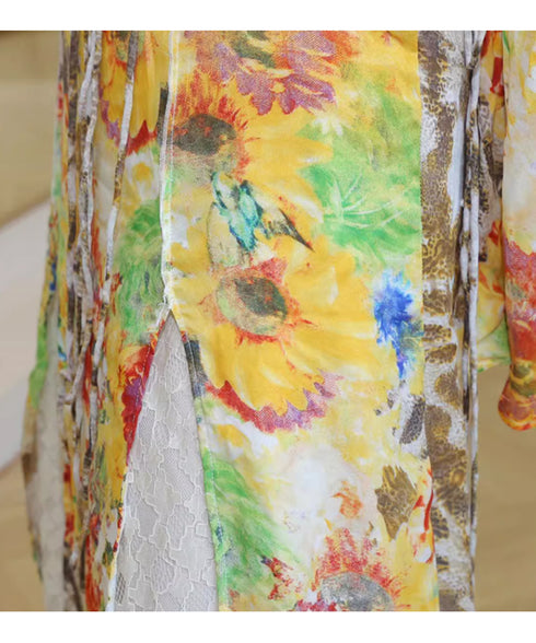 Floral Leopard Long Blouse