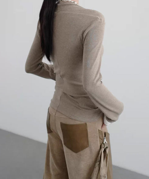 Fur Trim Gather Line Top