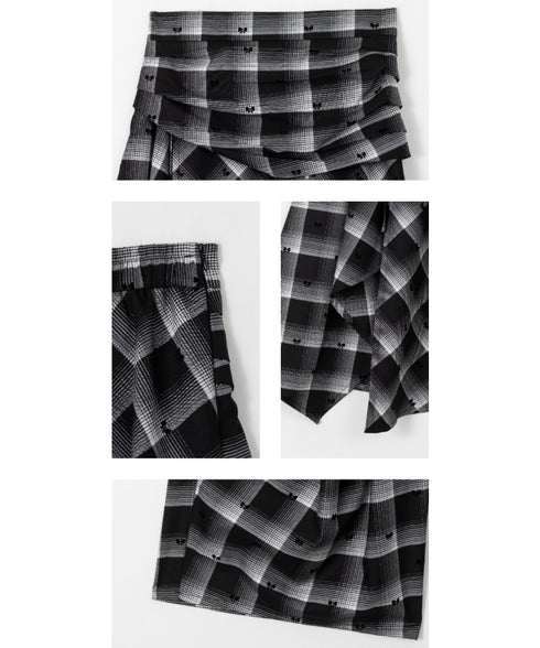 Check Draped Layer Skirt