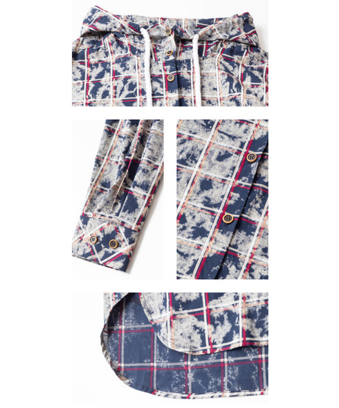 Washed Check Hooded Jacket