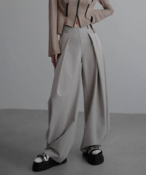 Side High Waist Tuck Pants