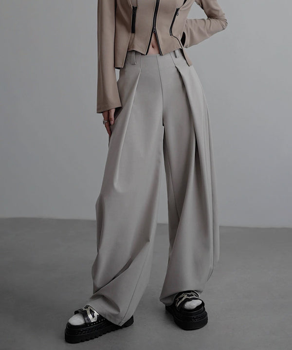 Side High Waist Tuck Pants