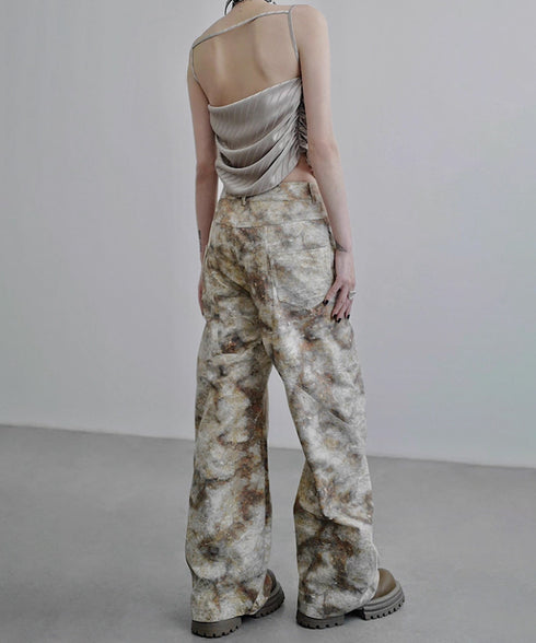 Marbled Wide Cargo Pants