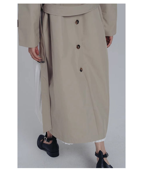 Splicing Pleated Trench Coat
