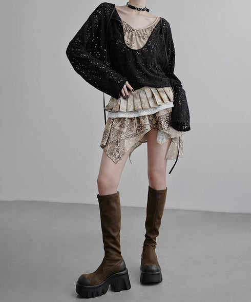 Pleated Belted Waist Piece