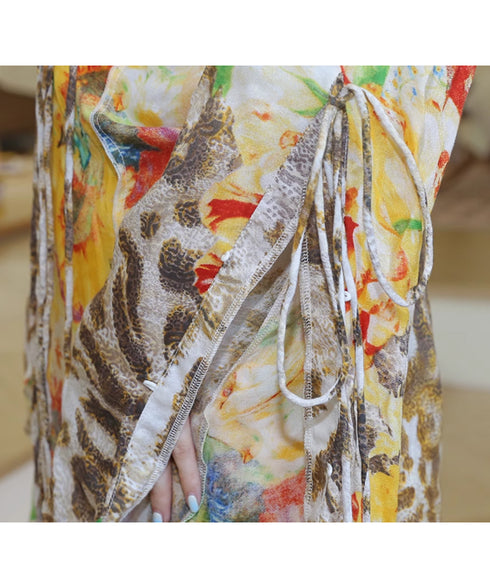 Floral Leopard Long Blouse