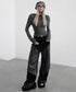 Coated Panel Wide Leg Pants