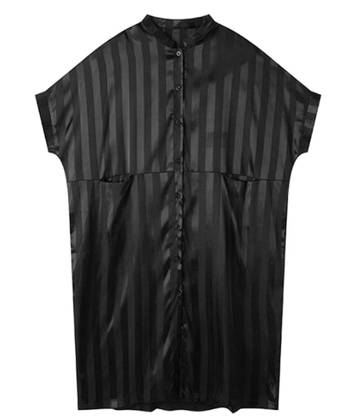 Stand Collar Silky Drape Dress