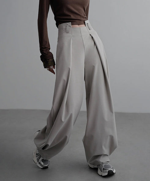 Side High Waist Tuck Pants